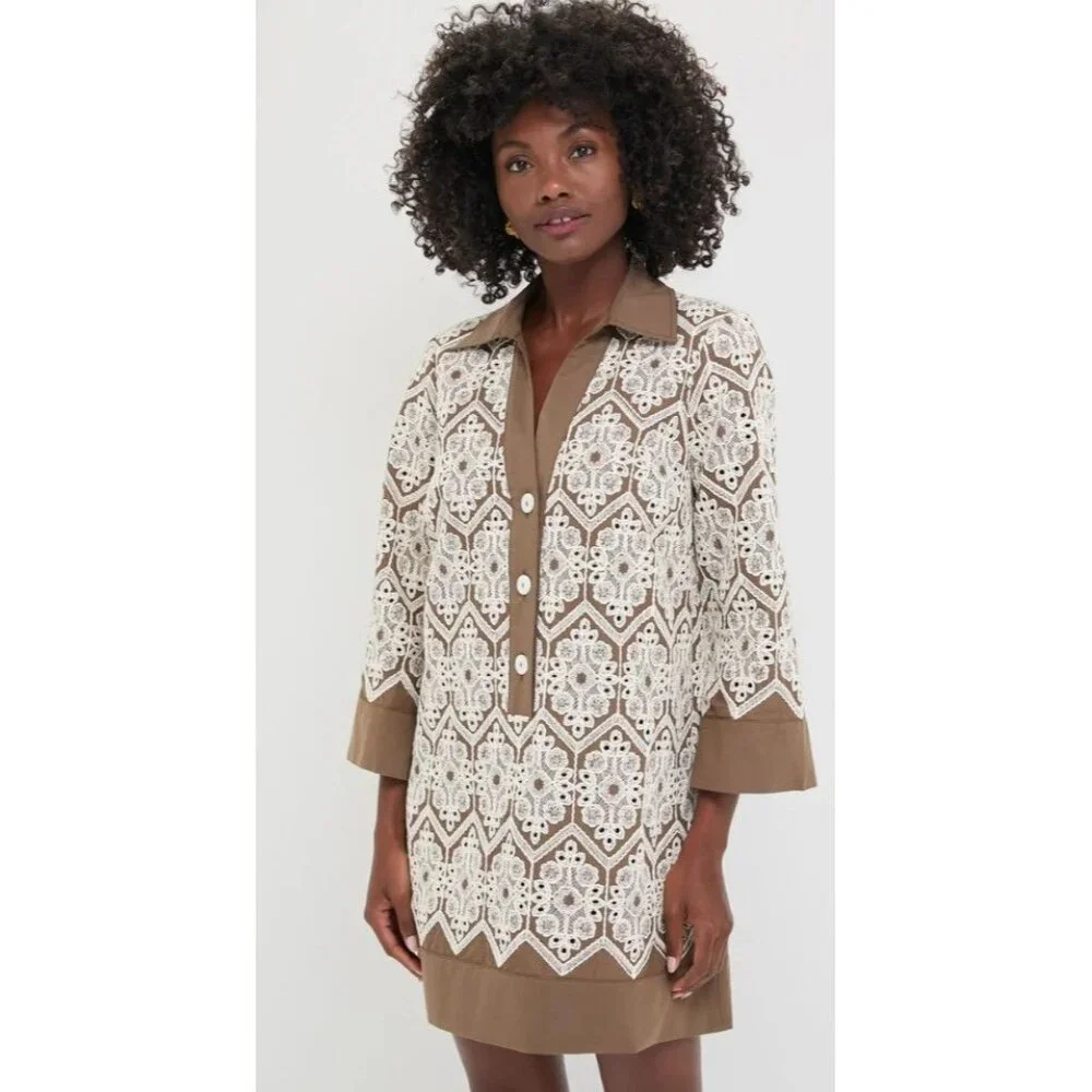 NWT Tuckernuck Mocha Mousse Lace Collier Dress Size XS - Picture 1 of 7